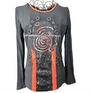 U First Vintage Y2K Abstract Long Sleeves Top Sz 4 (AU8) Whimsigoth Bold Witchy